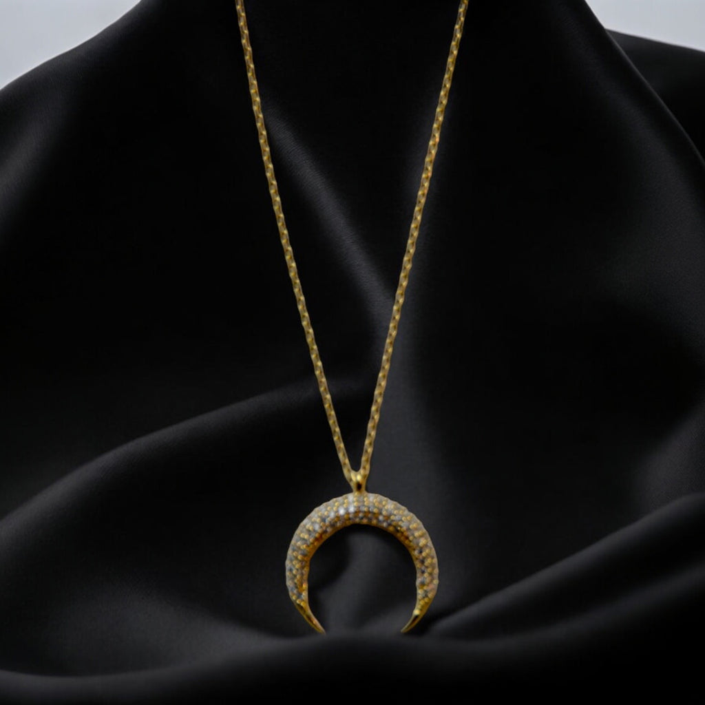 Handmade Sterling Silver Gold Plated Crescent Moon Design Pendant