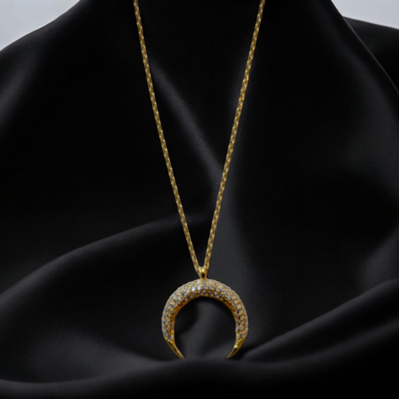 Handmade Sterling Silver Gold Plated Crescent Moon Design Pendant