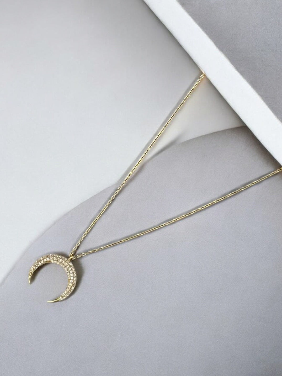 Handmade Sterling Silver Gold Plated Crescent Moon Design Pendant