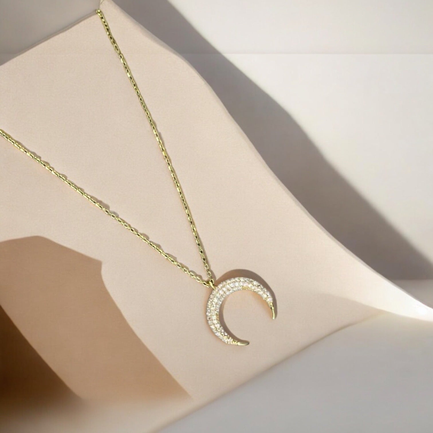 Handmade Sterling Silver Gold Plated Crescent Moon Design Pendant