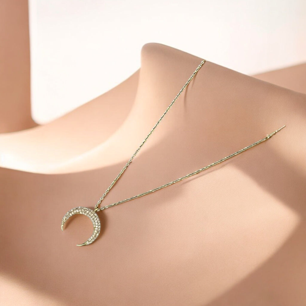 Handmade Sterling Silver Gold Plated Crescent Moon Design Pendant