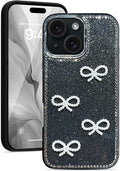 Luxury Diamond Bow Glitter Bling Case iPhone 15 Black